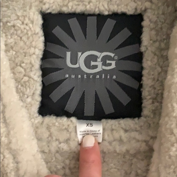 UGG distressed blue leather jacket sz xs - Picture 2 of 6